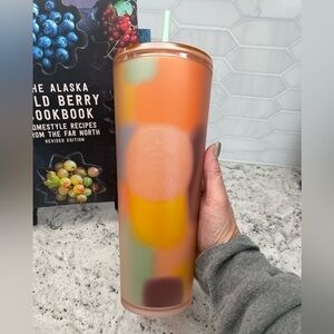 Starbucks 2024 Multicolor Patterned Peach Coral Soft Touch Target Tumbler. NWT!